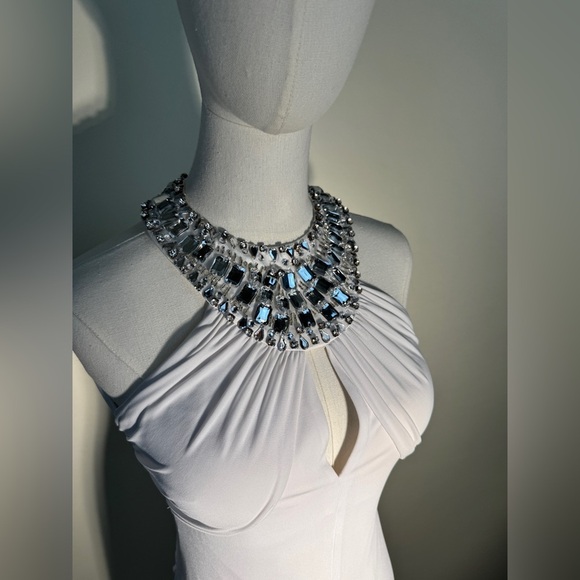 70s Inspired White Rhinestone Evening Gown - Picture 10 of 11